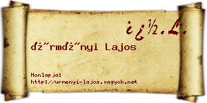 Ürményi Lajos névjegykártya